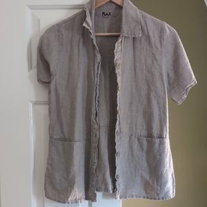Flax Casual Gray Button Down Shirt